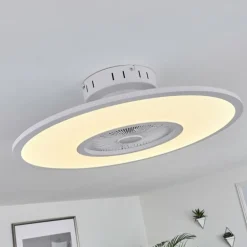 Ventilateur de plafond Marmorta LED Blanc, 1 lumière, Télécommandes