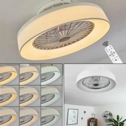 Ventilateur de plafond Moli LED Blanc, 1 lumière, Télécommandes