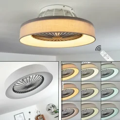 Ventilateur de plafond Moli LED Gris, Blanc, 1 lumière, Télécommandes
