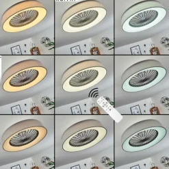 Ventilateur de plafond Moli LED Gris, Blanc, 1 lumière, Télécommandes