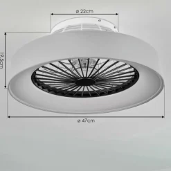 Ventilateur de plafond Moli LED Gris, Blanc, 1 lumière, Télécommandes