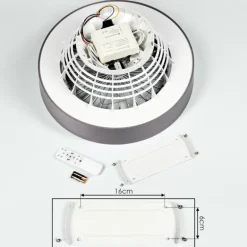 Ventilateur de plafond Moli LED Gris, Blanc, 1 lumière, Télécommandes