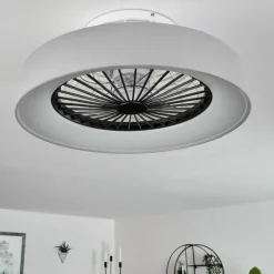 Ventilateur de plafond Moli LED Gris, Blanc, 1 lumière, Télécommandes
