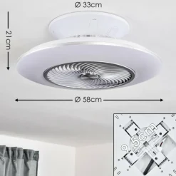 Ventilateur de plafond Nagoya LED Blanc, 1 lumière, Télécommandes