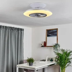 Ventilateur de plafond Nagoya LED Blanc, 1 lumière, Télécommandes