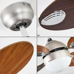 Ventilateur de plafond Nicosia Bois foncé, Nickel mat, 1 lumière