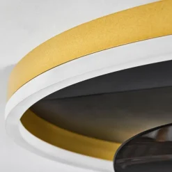 Ventilateur de plafond Oleiro LED Or, Noir, Blanc, 1 lumière, Télécommandes