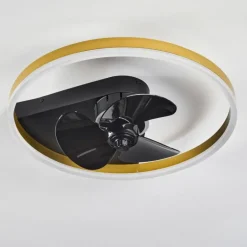 Ventilateur de plafond Oleiro LED Or, Noir, Blanc, 1 lumière, Télécommandes
