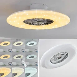 Ventilateur de plafond Petrovac LED Chrome, Blanc, 1 lumière, Télécommandes