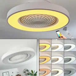 Ventilateur de plafond Penon LED Blanc, 1 lumière, Télécommandes