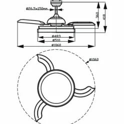 Ventilateur de plafond Philips Bliss LED Noir, 2 lumières
