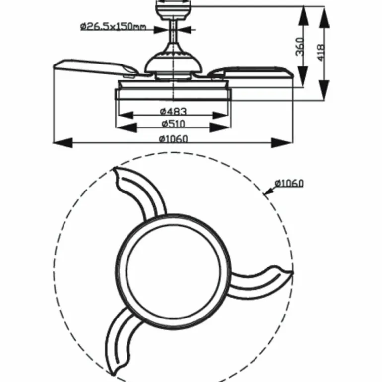 Ventilateur de plafond Philips Bliss LED Noir, 2 lumières