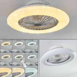Ventilateur de plafond Piraeus LED Titane, Blanc, 1 lumière, Télécommandes