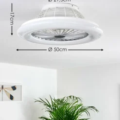 Ventilateur de plafond Piraeus LED Titane, Blanc, 1 lumière, Télécommandes