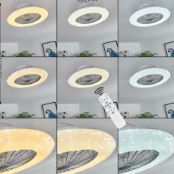 Ventilateur de plafond Piraeus LED Titane, Blanc, 1 lumière, Télécommandes