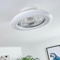 Ventilateur de plafond Piraeus LED Titane, Blanc, 1 lumière, Télécommandes