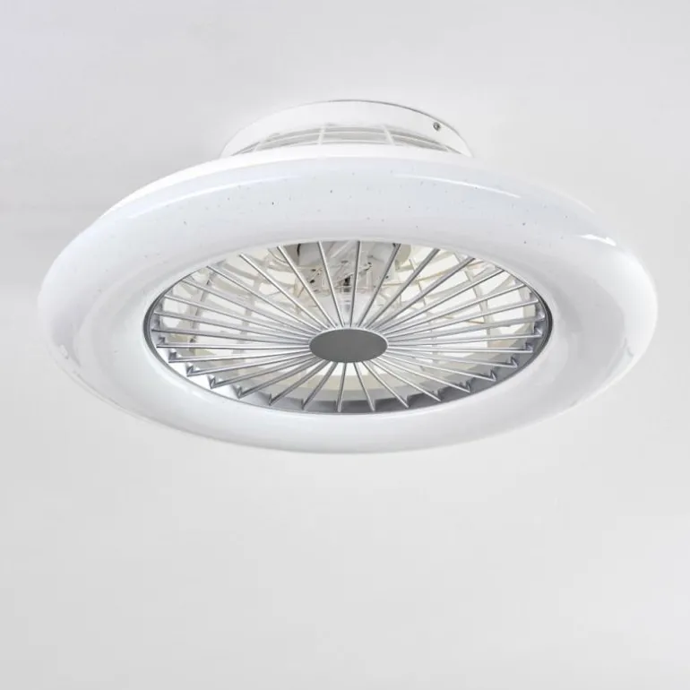 Ventilateur de plafond Piraeus LED Titane, Blanc, 1 lumière, Télécommandes