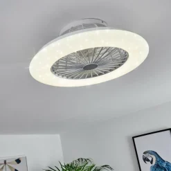 Ventilateur de plafond Piraeus LED Titane, Blanc, 1 lumière, Télécommandes