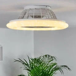 Ventilateur de plafond Piraeus LED Titane, Blanc, 1 lumière, Télécommandes