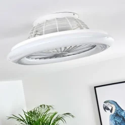 Ventilateur de plafond Piraeus LED Titane, Blanc, 1 lumière, Télécommandes