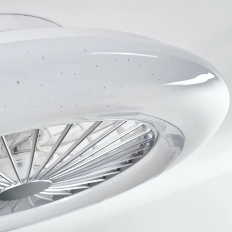 Ventilateur de plafond Piraeus LED Titane, Blanc, 1 lumière, Télécommandes