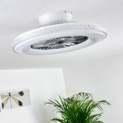 Ventilateur de plafond Piacenza LED Chrome, Blanc, 1 lumière, Télécommandes