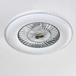 Ventilateur de plafond Piacenza LED Chrome, Blanc, 1 lumière, Télécommandes