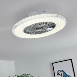 Ventilateur de plafond Piacenza LED Chrome, Blanc, 1 lumière, Télécommandes