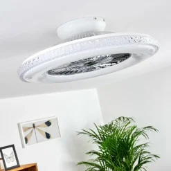 Ventilateur de plafond Piacenza LED Chrome, Blanc, 1 lumière, Télécommandes