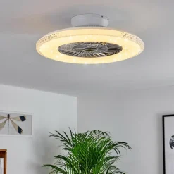 Ventilateur de plafond Piacenza LED Chrome, Blanc, 1 lumière, Télécommandes