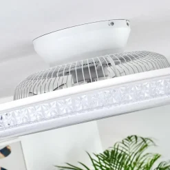 Ventilateur de plafond Piacenza LED Chrome, Blanc, 1 lumière, Télécommandes