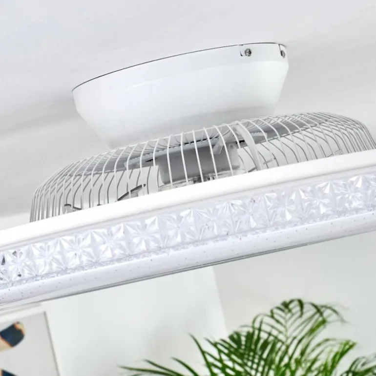 Ventilateur de plafond Piacenza LED Chrome, Blanc, 1 lumière, Télécommandes
