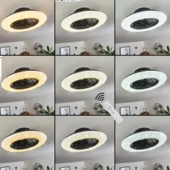 Ventilateur de plafond Piraeus LED Noir, 1 lumière, Télécommandes