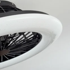 Ventilateur de plafond Piraeus LED Noir, 1 lumière, Télécommandes
