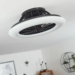 Ventilateur de plafond Piraeus LED Noir, 1 lumière, Télécommandes