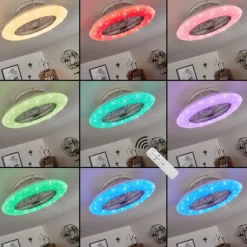 Ventilateur de plafond Piraeus LED Blanc, 1 lumière, Télécommandes, Changeur de couleurs