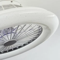 Ventilateur de plafond Piraeus LED Blanc, 1 lumière, Télécommandes, Changeur de couleurs