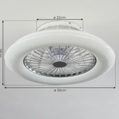 Ventilateur de plafond Piraeus LED Blanc, 1 lumière, Télécommandes, Changeur de couleurs