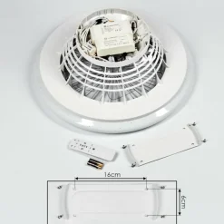 Ventilateur de plafond Piraeus LED Blanc, 1 lumière, Télécommandes, Changeur de couleurs