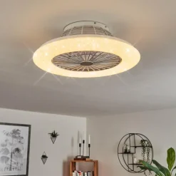 Ventilateur de plafond Piraeus LED Blanc, 1 lumière, Télécommandes, Changeur de couleurs