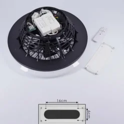 Ventilateur de plafond Pireaus LED Noir, 1 lumière, Télécommandes, Changeur de couleurs