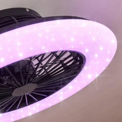 Ventilateur de plafond Pireaus LED Noir, 1 lumière, Télécommandes, Changeur de couleurs
