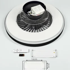Ventilateur de plafond Qualiano LED Noir, Blanc, 1 lumière, Télécommandes