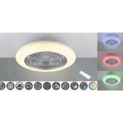 Ventilateur de plafond Reality Stralsund LED Titane, 2 lumières, Télécommandes