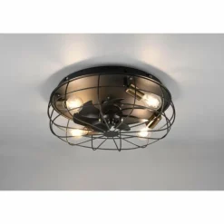 Ventilateur de plafond Reality Trondheim Noir, 4 lumières, Télécommandes