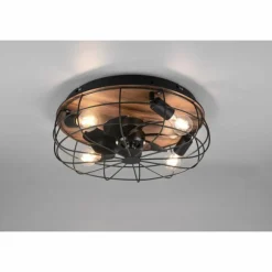 Ventilateur de plafond Reality Trondheim Couleur bois, Noir, 4 lumières, Télécommandes
