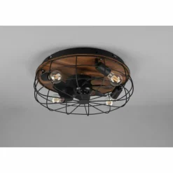 Ventilateur de plafond Reality Trondheim Couleur bois, Noir, 4 lumières, Télécommandes