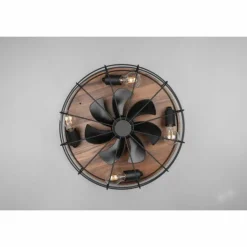 Ventilateur de plafond Reality Trondheim Couleur bois, Noir, 4 lumières, Télécommandes