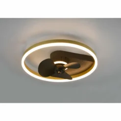 Ventilateur de plafond Reality Borgholm LED Or, Noir, 1 lumière, Télécommandes