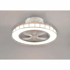 Ventilateur de plafond Reality Sandfjord LED Chrome, 1 lumière, Télécommandes